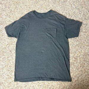 Fruit of the Loom T Shirt Men's Large L/G Dark Gray Crew Neck Pocket